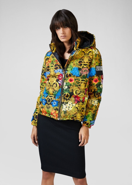 Versace Tropical Baroque Print Puffer Jacka Dam - 436182LCM